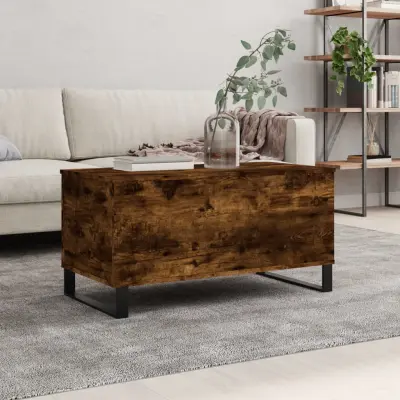 The Living Store Klubska mizica dimljeni hrast 90x44,5x45 cm inženirski les - Klubska Mizica