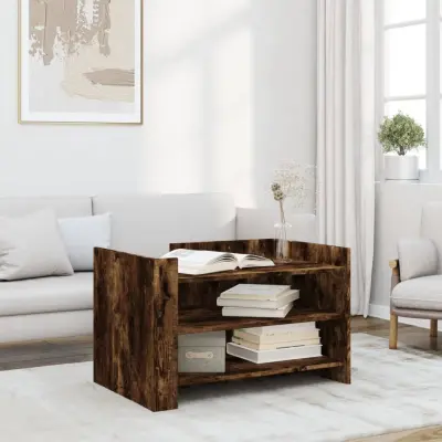 The Living Store Klubska mizica dimljeni hrast 80x50x50 cm inženirski les - Klubska Mizica