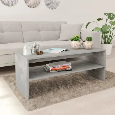 The Living Store Klubska mizica betonsko siva 100x40x40 cm iverna plošča - Klubska Mizica