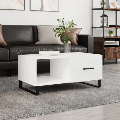 The Living Store Klubska mizica bela 90x50x40 inženirski les - Klubska Mizica