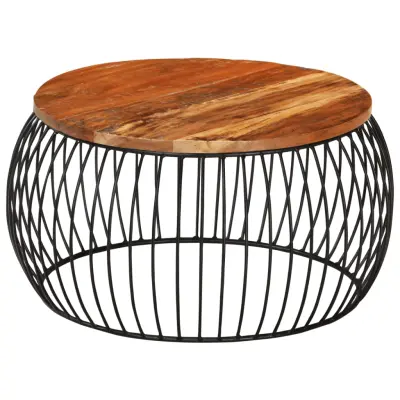The Living Store Klubska mizica Ø 68 cm trden predelan les - Klubska Mizica