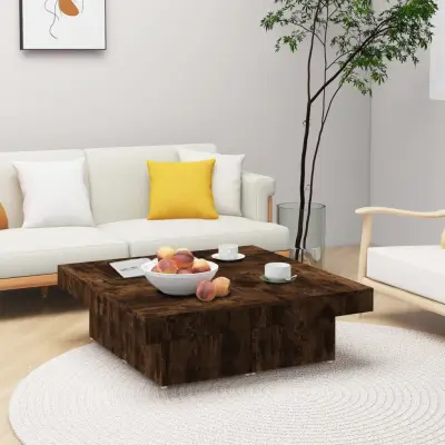 The Living Store Klubska mizica dimljeni hrast 90x90x28 cm inženirski les - Klubska Mizica