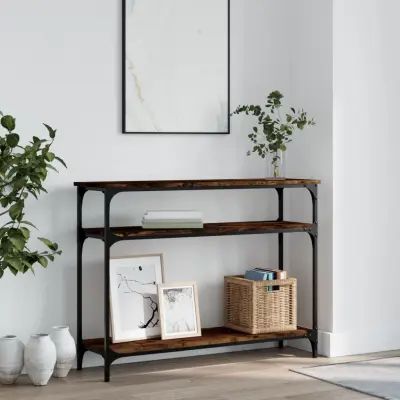 The Living Store Konzolna mizica dimljen hrast 100x29x75 cm inženirski les - Konzolna Mizica