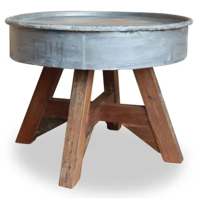 The Living Store Klubska mizica trden predelan les 60x45 cm srebrna - Klubska Mizica