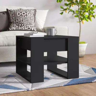 The Living Store Klubska mizica črna 55,5x55x45 cm konstruiran les - Klubska Mizica