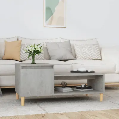 The Living Store Klubska mizica betonsko siva 100x50x45 cm konstruiran les - Klubska Mizica