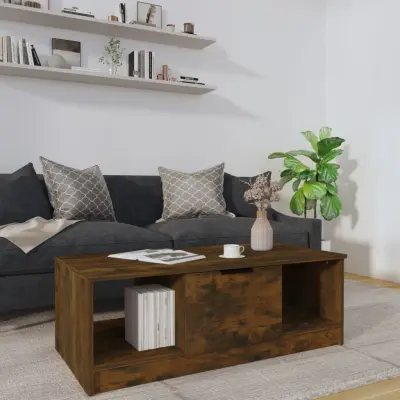 The Living Store Klubska mizica dimljeni hrast 102x50x36 cm inženirski les - Klubska Mizica