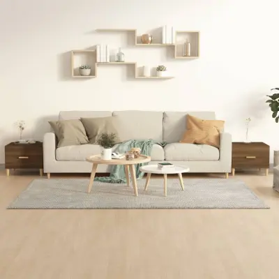 The Living Store Klubske mizice 2 kosa rjavi hrast 50x50x40 cm inženirski les - Klubska Mizica