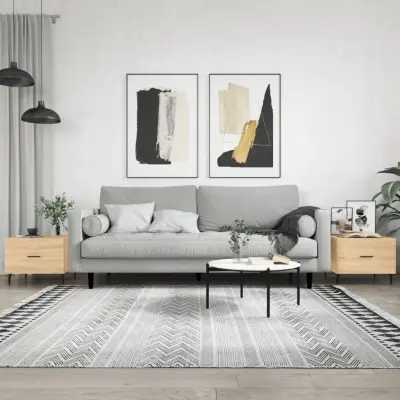 The Living Store Klubske mizice 2 kosa sonoma hrast 50x50x40 cm inženirski les - Klubska Mizica
