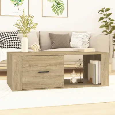 The Living Store Klubska mizica sonoma hrast 100x50,5x35 cm inženirski les - Klubska Mizica