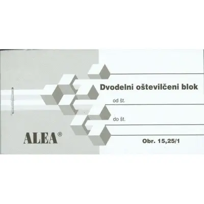 Obrazec 15,25/1 dvodelni oštevilčeni blok beli