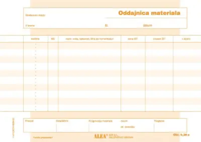 Obrazec 6,26a oddajnica materiala a5