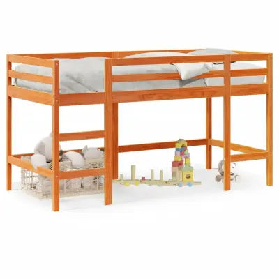The Living Store Otroški pograd z lestvijo voščeno rjav 90x190 cm trdna borovina - Otroški Pograd