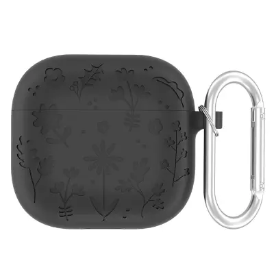 Silikonska zaščitna torbica za Apple AirPods 4 s karabinom za zaklepanje DarkGrey