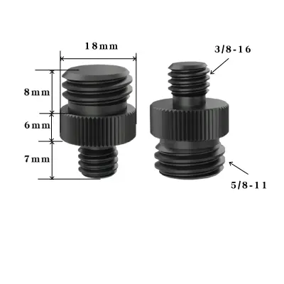 Komplet 5 adapterjev za stojalo: adapter z navojem 1/4-20 palcev na 5/8-11 palcev Black  3/8-16