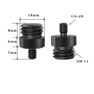 Komplet 5 adapterjev za stojalo: adapter z navojem 1/4-20 palcev na 5/8-11 palcev Black  1/4-20