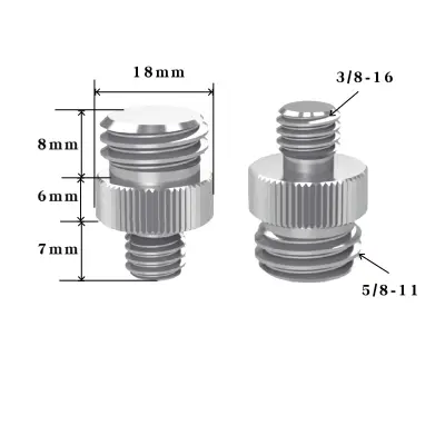 Komplet 5 adapterjev za stojalo: adapter z navojem 1/4-20 palcev na 5/8-11 palcev Silver  3/8-16