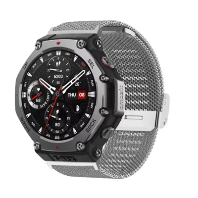 Srebrn pašček za uro iz nerjavečega jekla za Amazfit T-Rex 3