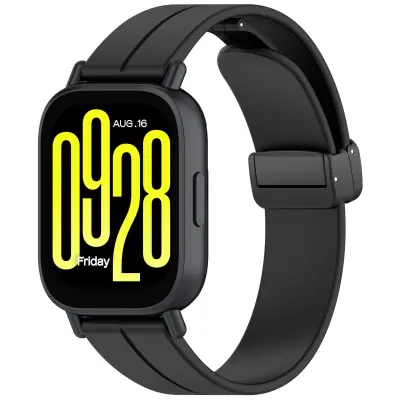 Črn silikonski pašček za uro 18 mm z zaponko iz črne zlitine Black