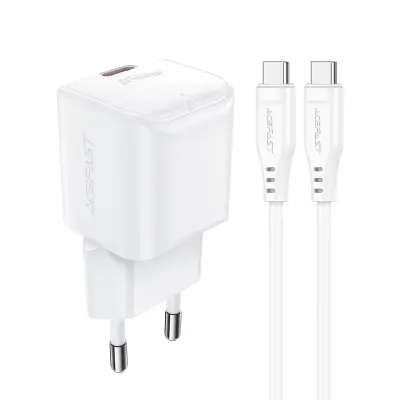 Polnilec Mini PD 20W GaN + kabel USB-C, bel