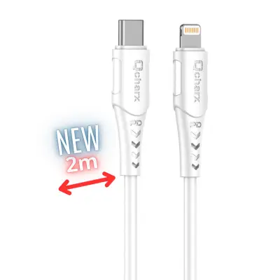 Qcharx Sofia kabel tipa C do Lightning 3A 20W (2m) bel PVC