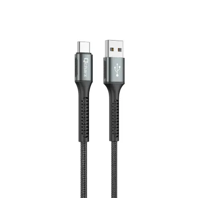 Qcharx Prague USB v kabel tipa C 3A 20 W (1 m) kabel iz črne mehke tkanine iz aluminijeve zlitine