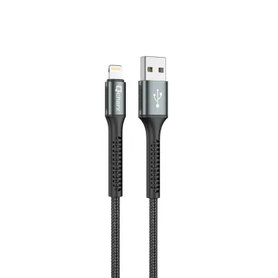 Qcharx Prague USB to Lightning Cable 3A (1m) črn kabel iz mehke tkanine iz aluminijeve zlitine