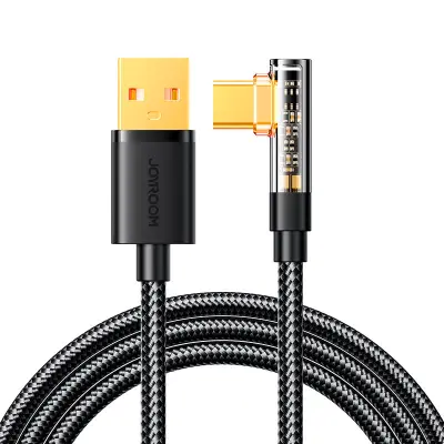 Kotni USB-C - USB kabel za hitro polnjenje in prenos podatkov 3A 1,2m črn