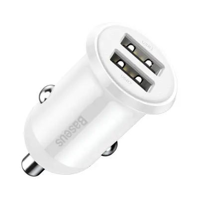 Grain Pro 2x USB 4.8A avtopolnilec za vtičnico vžigalnika, bel