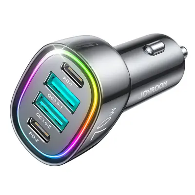 70W avtopolnilec s 4 vhodi 2x USB-C PD 2x USB QC črn