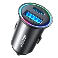 Mini avtopolnilec 60W USB-A QC3.0 USB-C PD črn