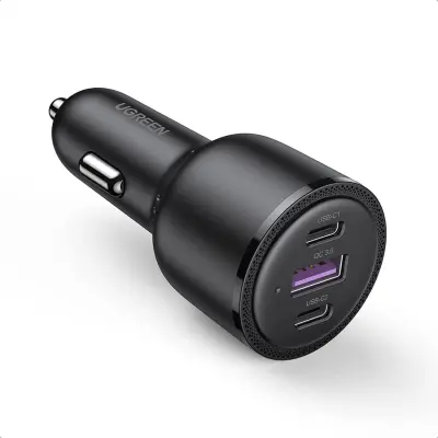 Avtopolnilec 2x USB-C 1x USB 69W 5A PD QC črn