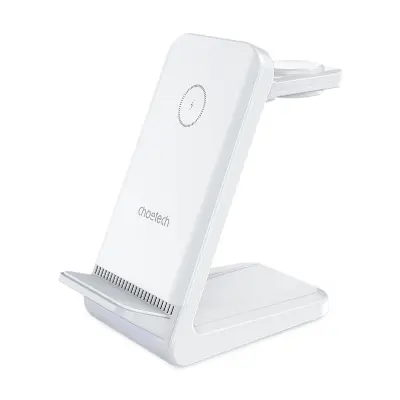 Polnilna postaja 4v1, indukcijski polnilec Choetech T608 15W, bela
