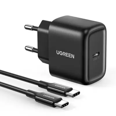 Polnilec za telefon USB-C 25 W PD + 2 m črnega kabla USB-C