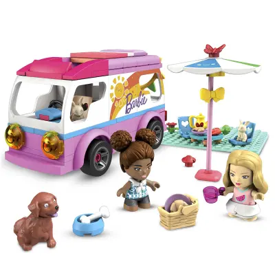 Mattel, Mega Barbie Dream Campervan Adventure z 2 mini lutkama in dodatki, Ve?barvno