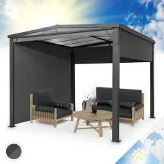 Blumfeldt Pantheon Cortina Solid Sky pergola z bočnimi tendami (3x3m)