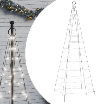 vidaXL LED božično drevo na drogu za zastavo 200 LED 180 cm
