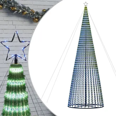 vidaXL Osvetljena novoletna jelka stožec 1544 LED modra 500 cm