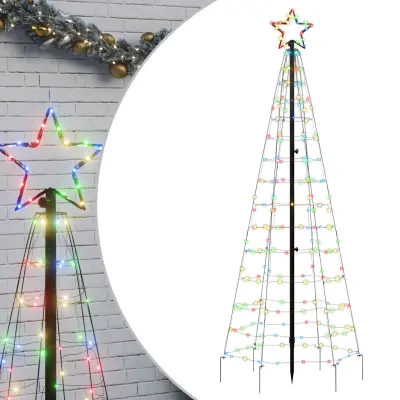vidaXL LED božično drevo z bodicami 220 LED barvita 180 cm