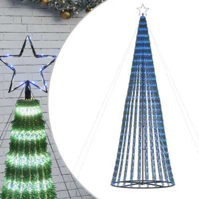 vidaXL Osvetljena novoletna jelka stožec 688 LED modra 300 cm