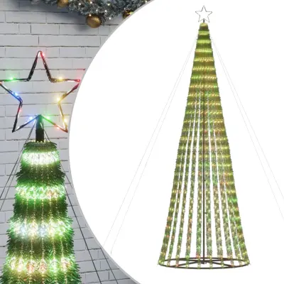 vidaXL Osvetljena novoletna jelka stožec 688 LED barvita 300 cm
