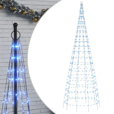 vidaXL Osvetljena novoletna jelka na drogu 550 LED modra 300 cm