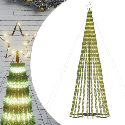 vidaXL Osvetljena novoletna jelka stožec 688 LED toplo bela 300 cm