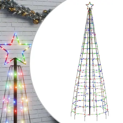 vidaXL LED božično drevo z bodicami 570 LED barvita 300 cm