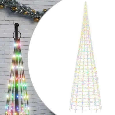 vidaXL Osvetljena novoletna jelka na drogu 3000 LED barvita 800 cm