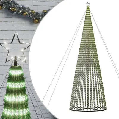 vidaXL Osvetljena novoletna jelka stožec 1544 LED hladno bela 500 cm