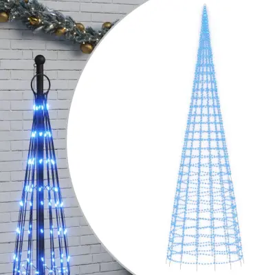 vidaXL LED božično drevo na drogu za zastavo 3000 LED modra 800 cm