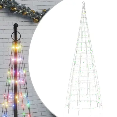 vidaXL Osvetljena novoletna jelka na drogu 550 LED barvita 300 cm