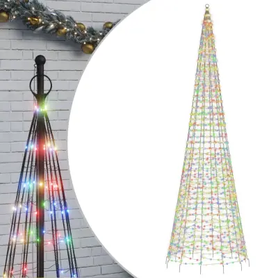 vidaXL Osvetljena novoletna jelka na drogu 1534 LED barvita 500 cm