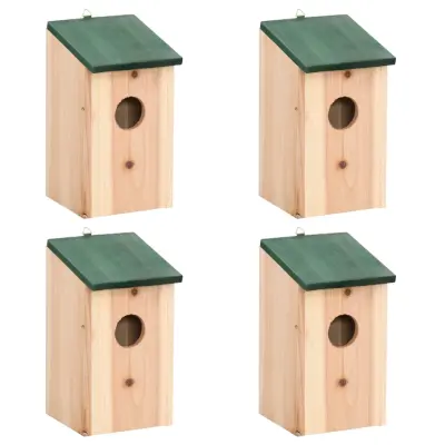 vidaXL Ptičje hišice 4 kosi les 12x12x22 cm